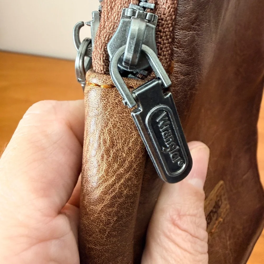 Wrangler Brown Vegan Leather Crossbody Sling Bag Western Travel Mini Backpack‎